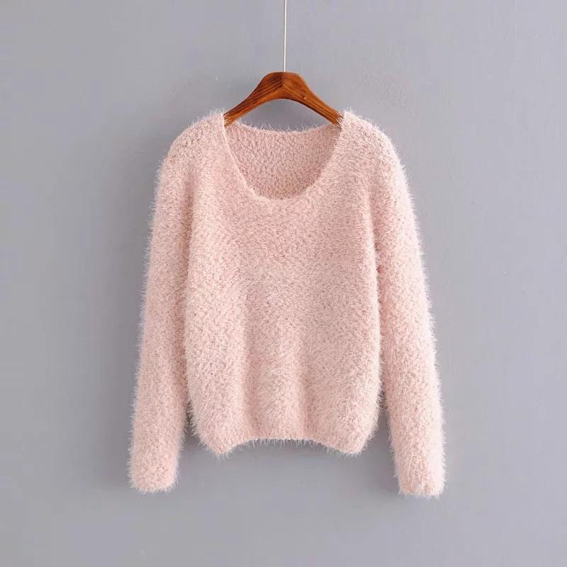 Women's blended round neck knitted sweater