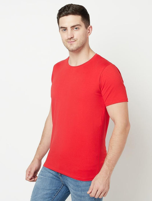 Red colour half sleeve t shirt for men