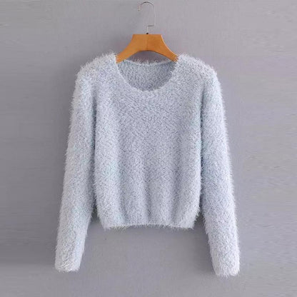 Women's blended round neck knitted sweater