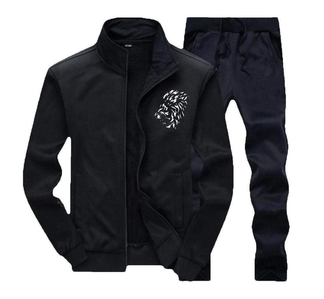 Polyester printed Tracksuit for boys in black color.