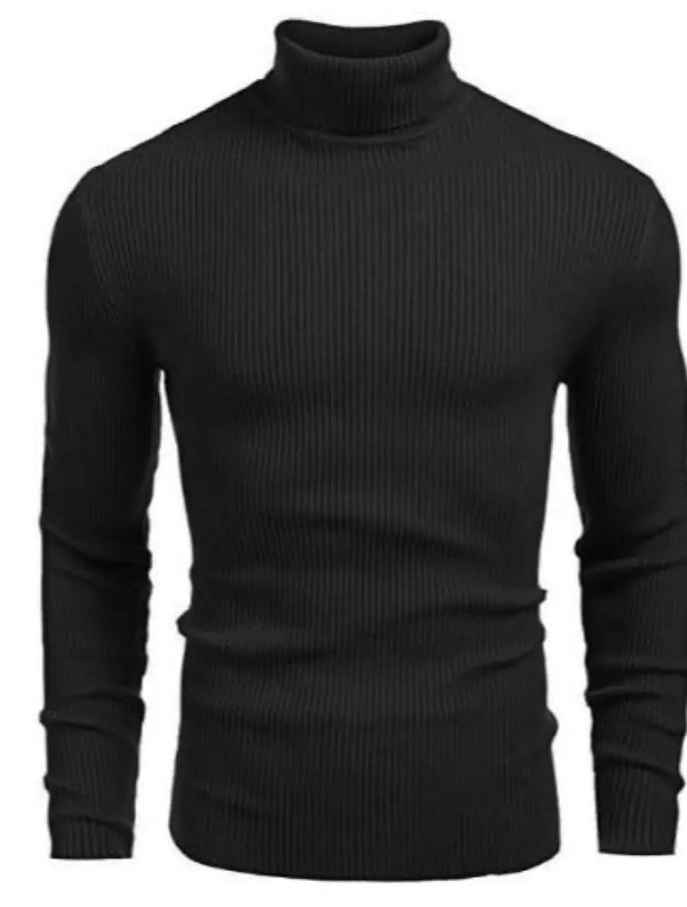 Men's cotton plain high neck