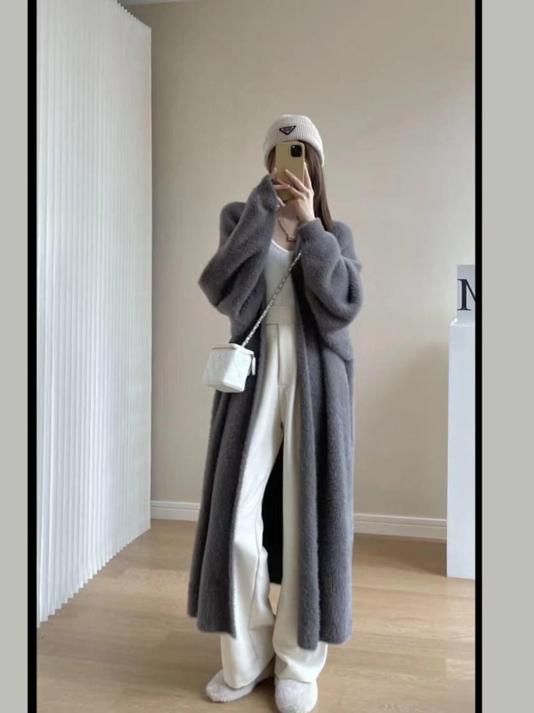 Women's wool cardigan Long coat