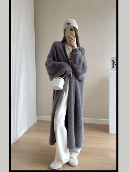 Women's wool cardigan Long coat