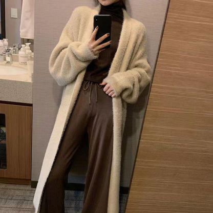 Women's wool cardigan Long coat