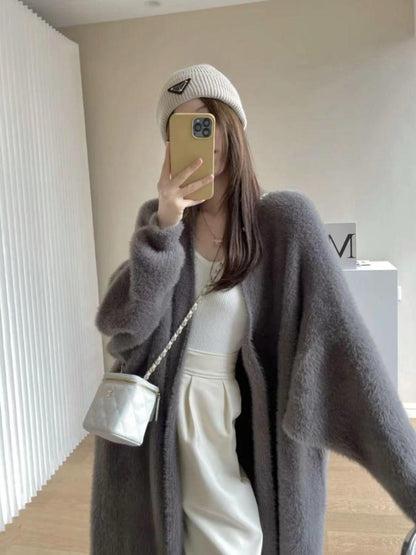 Women's wool cardigan Long coat